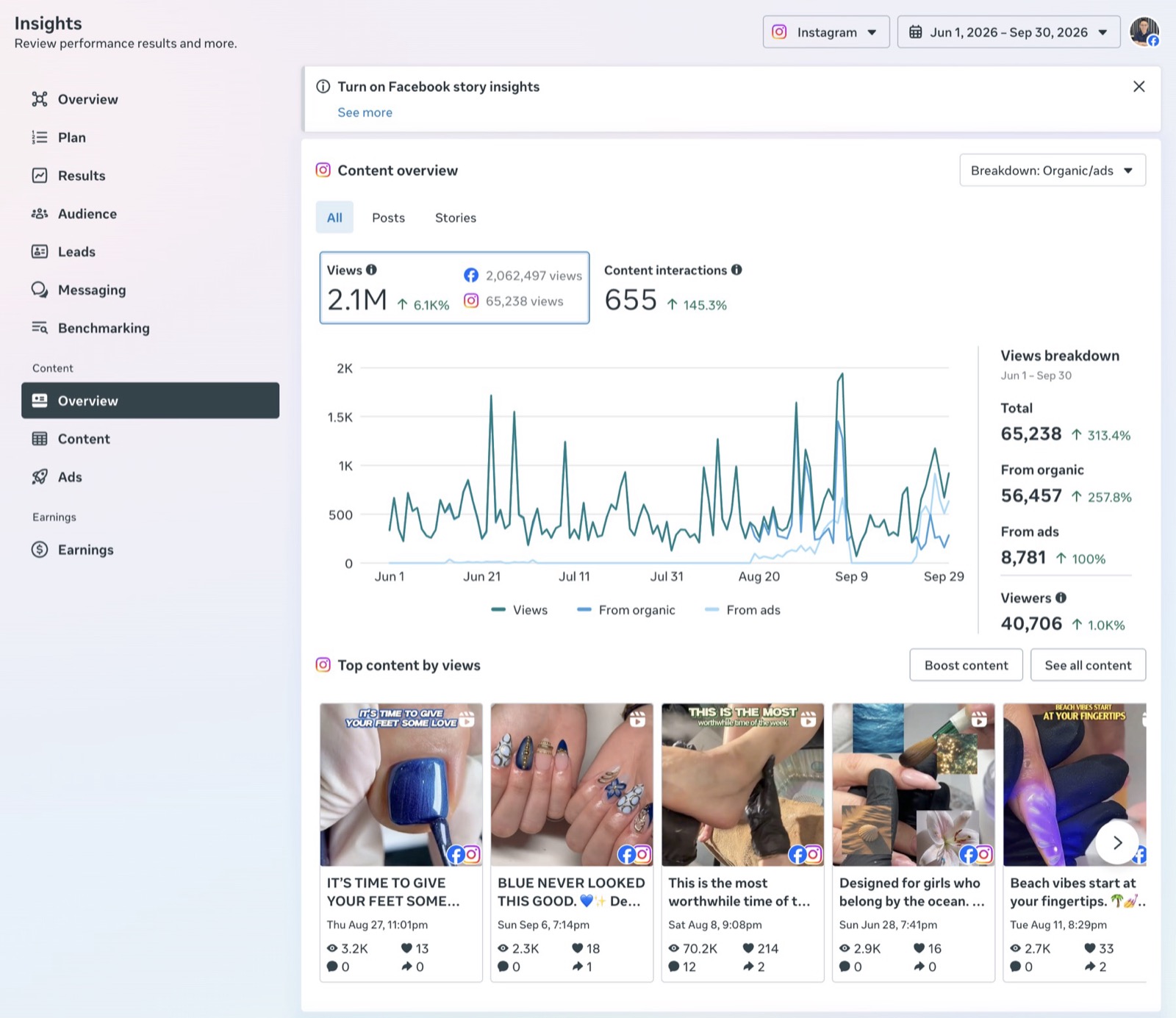 Instagram Insights · Tháng 6–9/2026