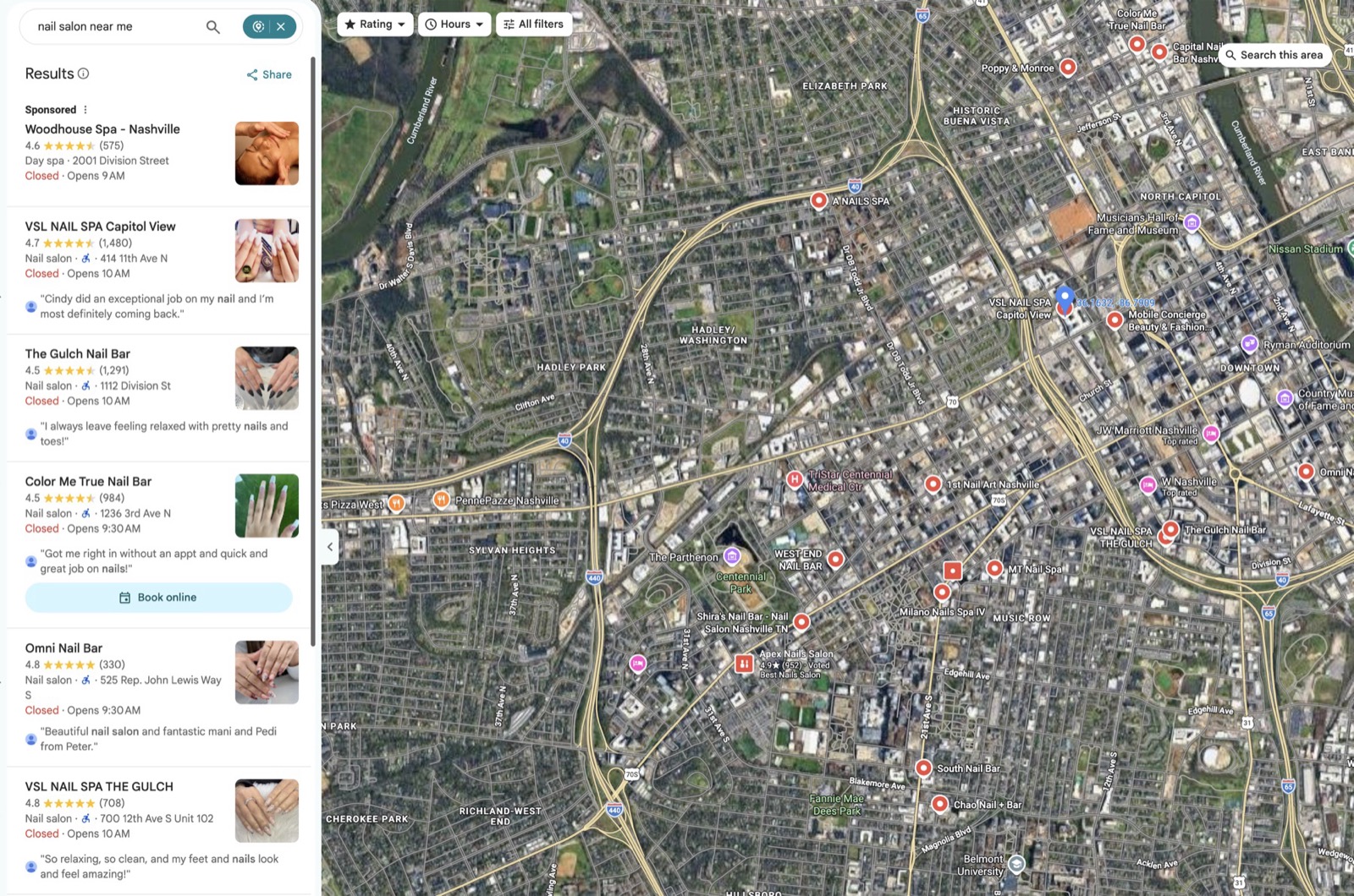 Google Maps · #1 không trả phí cho “nail salon near me”